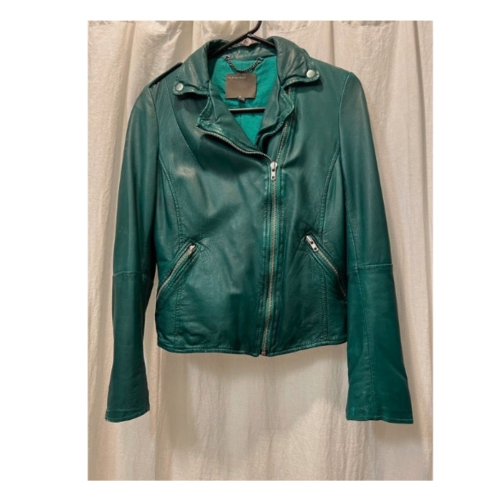 Muubaa Emerald Green Leather Jacket